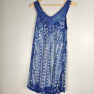 India Boutique Blue & White Flowy Boho Sleeveless Dress